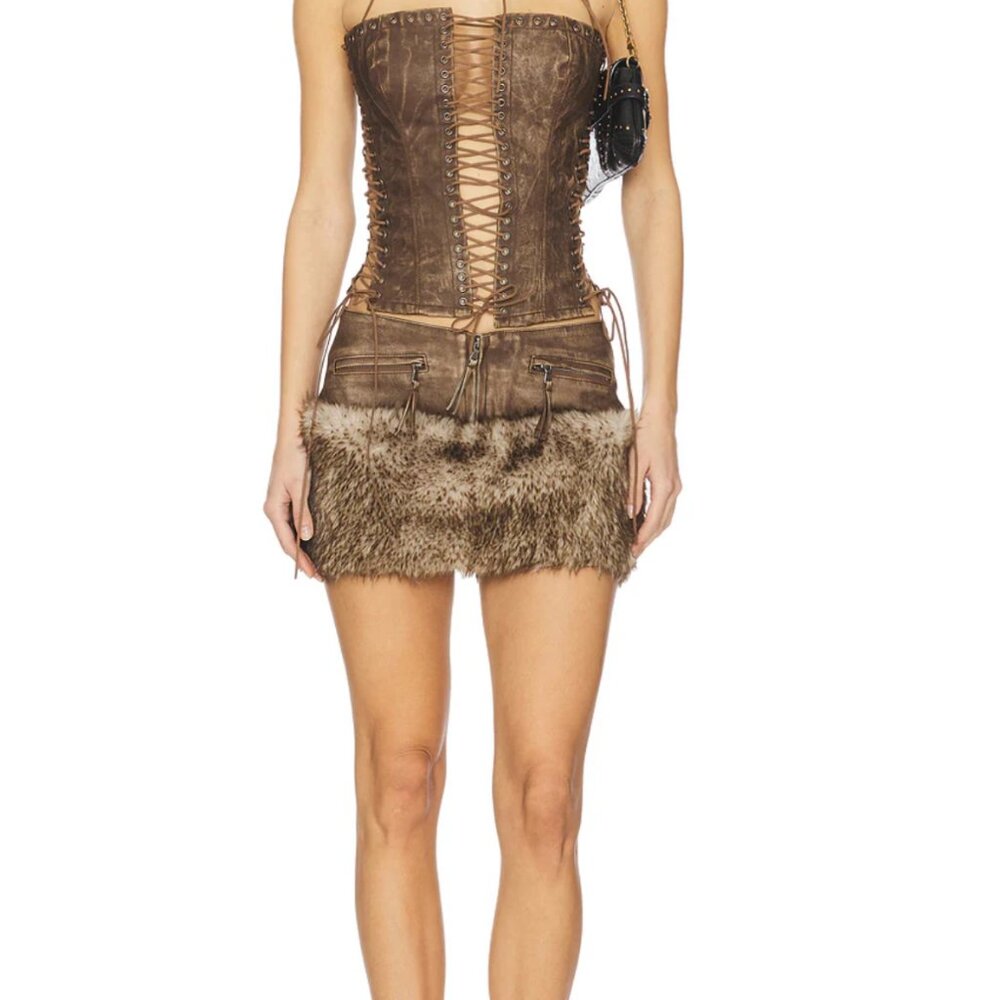 Jaded London Faux Fur Trim Mini Skirt